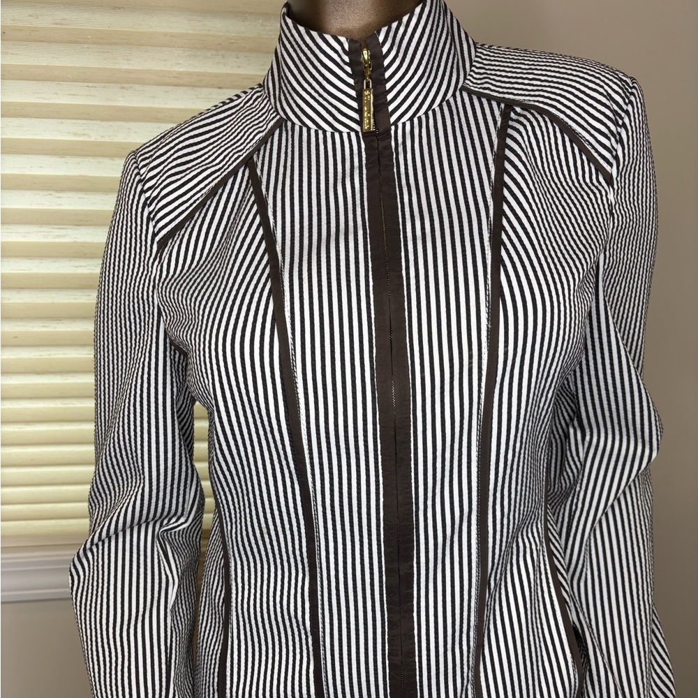St. John Dark Chocolate and White Striped Jacket